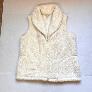 J Jill Ivory Zip Up Vest Shawl Collar